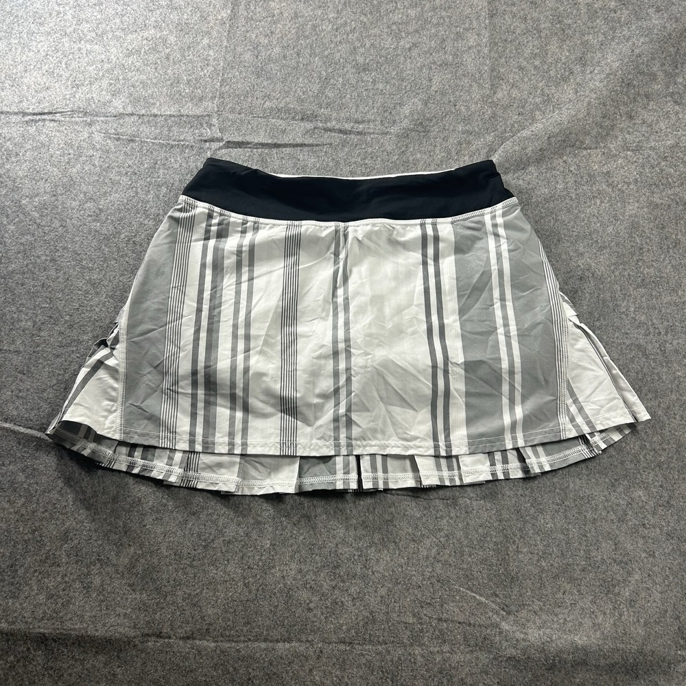 Lululemon Run Pace Setter Skirt Women's 4 Tall Skort White Hyper Gray Stripe